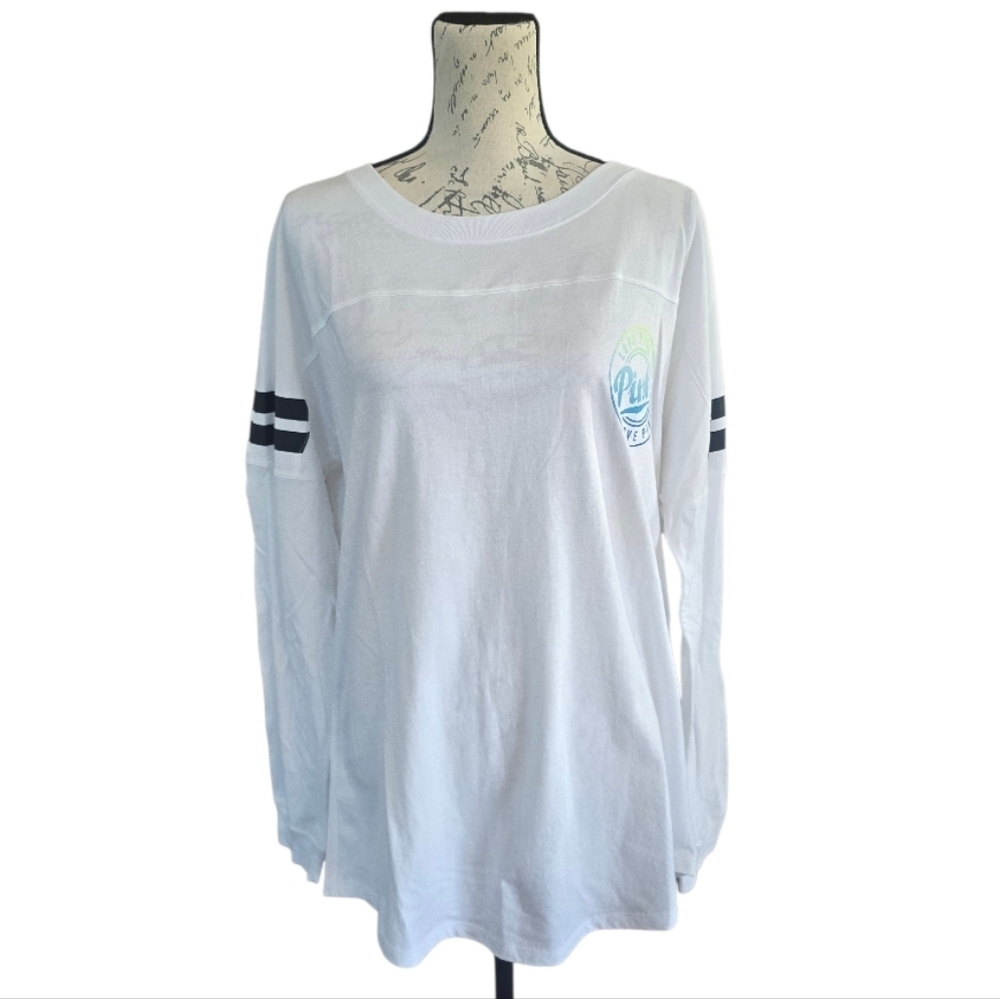 Pink Victoria's Secret Long Sleeve White Tunic T-shirt L